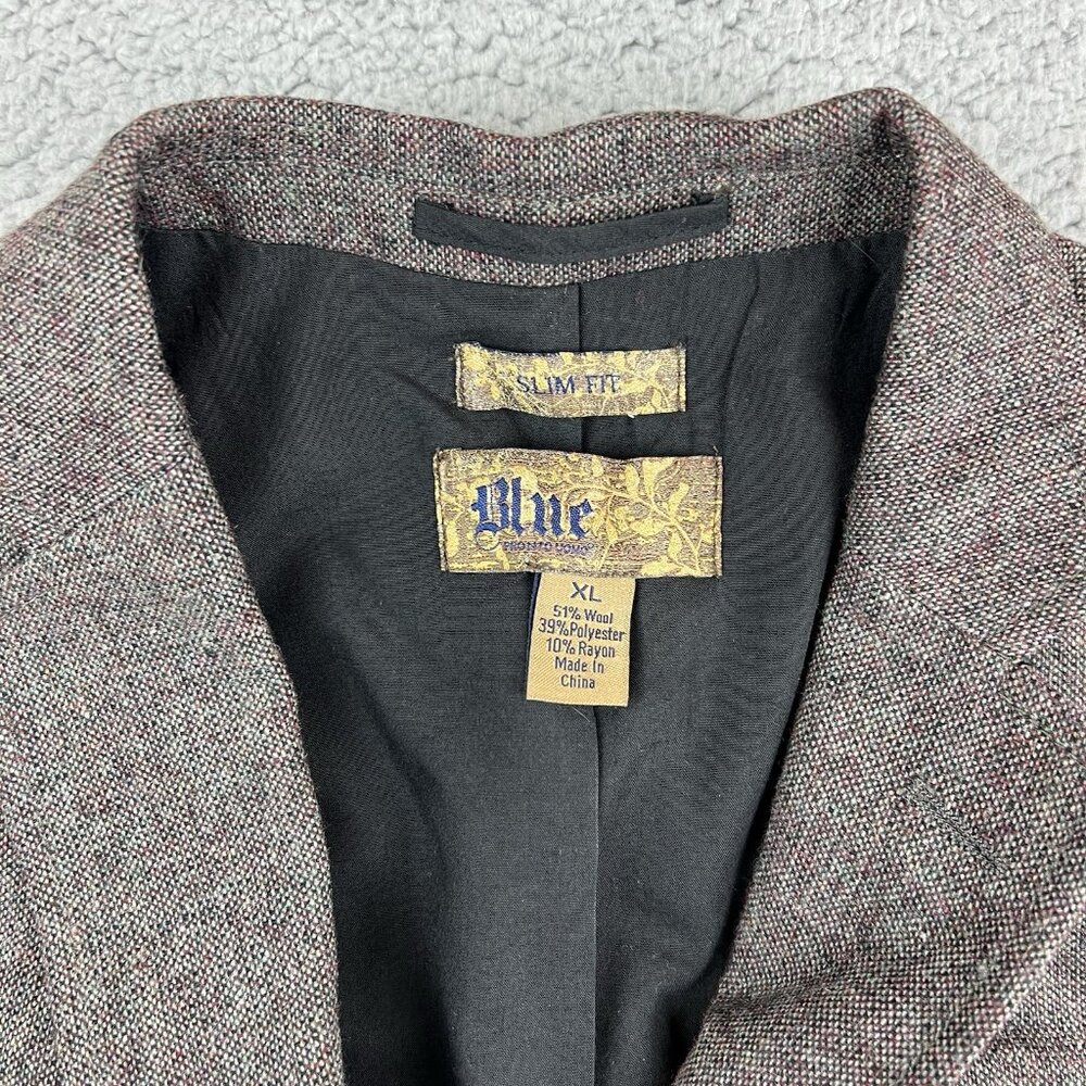 Pronto Uomo Blue Men's Brown Wool Blend Tweed Blazer Coat Jacket XL Slim Fit - Picture 4 of 12